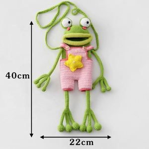 Customizable Crochet Frog Crossbody Phone Bag Cute Cartoon Artificial Style Crochet Bag - Product Image 4
