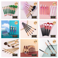 Ensemble de pinceaux de maquillage professionnels de luxe, vegan, de haute qualité, en gros, avec étiquette privée personnalisée, pour le visage, 15 pièces par ensemble