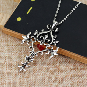 Collar con Colgante de Cruz, Aleación de Zinc, Circonita Cúbica, Piedra en Forma de Corazón, Unisex, Regalo, Joyería de Moda - Product Image 3