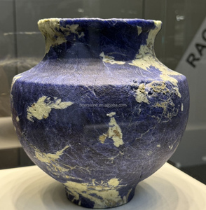 Vase en marbre bleu naturel <span class=keywords><strong>de</strong></span> Bolivie, sculpture en pierre sculptée à la main, vase décoratif en pierre pour hall <span class=keywords><strong>de</strong></span> villa, projet immobilier - Product Image 1