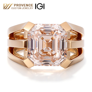Luxury custom real solid 18k gold nugget ring 2carat Asscher Cut lab grown diamond rings for <b>men</b> wedding chunky promise rings - Product Image 1