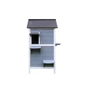 Casa de gato de madera de dos niveles - Product Image 3