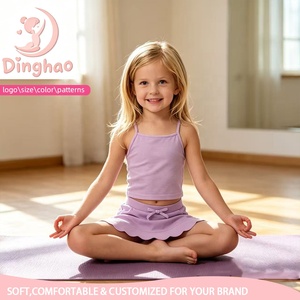Conjunto de Yoga DH ODM para Niñas, Color Lavanda Violeta, Camisola con Tirantes Finos, Falda con Volantes, Ropa Deportiva para Niñas Pequeñas, Ropa Informal de Boutique para Niños - Product Image 1