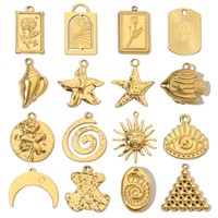 Breloques en acier inoxydable doré, style vintage, soleil, étoile de mer, poisson, ours, pour la fabrication de bijoux DIY, 21 ans d'expérience en usine