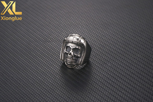 Custom Punk Stainless Steel Retro Air Pilot <b>Skull</b> <b>Rings</b> for Men - Product Image 5