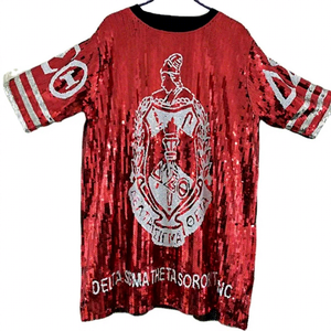 Delta S Theta Divine 9 блесток Shimmy 13 Shield Топ с блестками майка греческое женское мини-платье для вечеринки свадьбы женская рубашка - Product Image 1