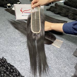 Cierre 2x6 Hueso Recto Borde de encaje transparente Parte media Extensiones de cabello Estilo de lujo de Thanh an Hair - Product Image 1