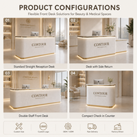 Comptoir de réception moderne Qianyang avec façade en lattes de bois, petit bureau d'accueil pour salon, clinique, hall d'entreprise, prix usine LED
