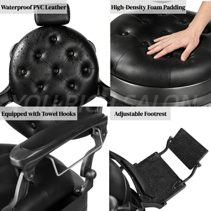 Sillón de Barbería Hidráulico Moderno, Reclinable y Plegable, Silla de Peluquería Resistente para Barbería y Salón de Belleza - Product Image 5