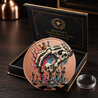 Pièce d'échecs en cuivre pur 999 de 1 oz et 5 oz, style squelette, haute définition, imprimée UV, peinte, ronde, en métal, cadeau