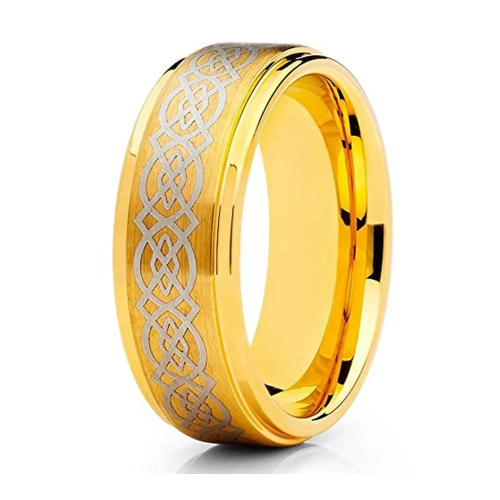 POYA Tungsten Celtic Knot Ring Silver Mens Celtic Ring Man Celtic Irish Wedding Band