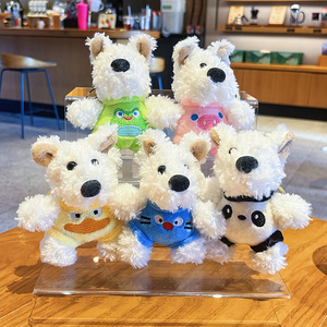 Porte-clés en peluche mignon West Highland White Terrier, breloque chien de dessin animé, durable, écologique, en alliage de zinc, cadeau pour événement, vente en gros - Product Image 1