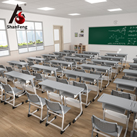 Table d'étude moderne en plastique ABS gris avec chaise, ensemble pour adultes, mobilier d'étude pour étudiants, école primaire et collège