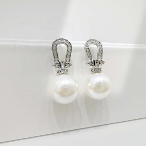 Pendientes coreanos de plata de ley 925 con lazo, joyería fina, hipoalergénicos, únicos, con perlas, para niñas, ideales para profesoras o bodas. - Product Image 2