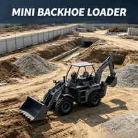 Mini-chargeuse-pelleteuse compacte diesel 4x4 pour travaux de construction avec godet de 0,1 m³