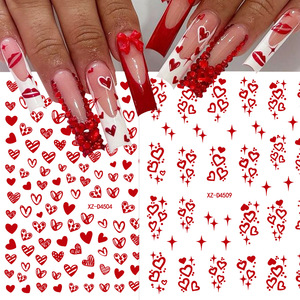 Pegatinas para <span class=keywords><strong>Uñas</strong></span> del Día <span class=keywords><strong>de</strong></span> San Valentín, 12 Estilos, Corazón Rojo, Tendencia INS, Graffiti, Adhesivos Decorativos para <span class=keywords><strong>Uñas</strong></span> - Product Image 1