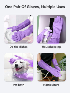 Gants de toilettage pour animaux de compagnie en silicone, double face, épaissis, longs, pour l'hiver, anti-rayures, pour le bain et le massage des chats et des chiens - Product Image 6