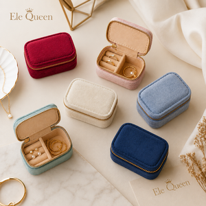Custom Mini Velvet Jewelry <b>Box</b> with Zipper Closure Portable Jewelry Organizer Case for <b>Rings</b> Earrings and Small gift Accessories - Product Image 1