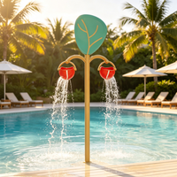 Seau à bascule en forme d'arbre pour hôtel, camping, parc aquatique – Seau de distribution combiné en acier inoxydable pour aire de jeux aquatique