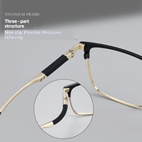 Montures de lunettes carrées vintage style affaires en titane pur PEL739T, verres AC de haute qualité, montures de lunettes à monture complète pour hommes myopes, vente en gros