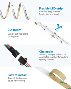 Bán buôn dễ dàng để cắt trắng rgbic RGB chạy linh hoạt Dimmable CCT 24V 12V 10mm 8mm có thể điều chỉnh COB <span class=keywords><strong>LED</strong></span> Strip ánh sáng - Product Image 6