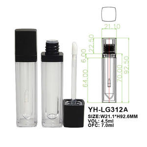 Botella de brillo de labios de varita transparente de pared gruesa cuadrada de doble capa Embalaje cosmético de plástico vacío para lápiz labial - Product Image 3