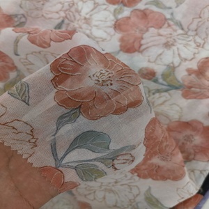 Tissu en Chiffon 100% Polyester Froissé, Doux, Respirant, Imprimé Floral, Semi-Transparent, Scintillant, Léger <span class=keywords><strong>pour</strong></span> Robes et Blouses de Filles - Product Image 5