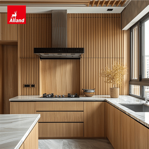 Armoires de cuisine Allandgroup Japandi House Zen-Style <span class=keywords><strong>Wafu</strong></span> avec poignées en forme de J, façades en placage de chêne naturel - Product Image 2