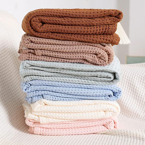 Toptan 100% bambu Waffle süper yumuşak dokulu düz renk kanepe atmak battaniye hafif örgü battaniye - Product Image 6