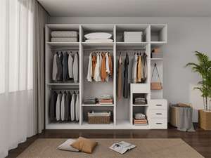 Armadio Moderno in Legno Massello con 5+ Cassetti e Specchio Integrato, Organizzatore per Camera da Letto - Product Image 4