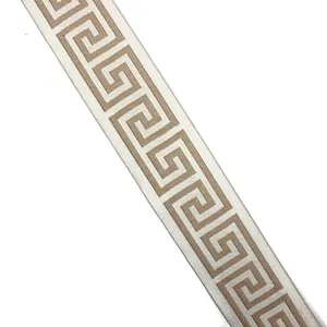 Tela de poliéster con diseño de llave griega personalizada, cinta de tejido Jacquard bordado geométrico para decoración de cortinas y almohadas