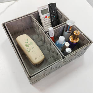 Cesta de Almacenamiento Tejida Rectangular, Organizador Multifuncional de Cosméticos, Cesta de Clasificación de Escritorio de Tela No Tejida con Compartimentos - Product Image 5