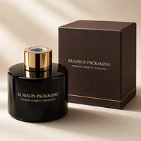 Flacon de parfum en verre noir de luxe de 120 ml, flacon d'huile aromatique avec bouchon en métal, logo personnalisé, étiquette privée