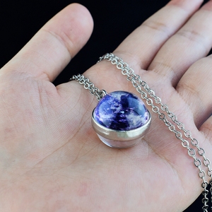 Ingrosso <span class=keywords><strong>pianeti</strong></span> luminosi nebulosa spazio esterno palla di vetro ciondolo catena di metallo argento gioielli collana da donna - Product Image 5