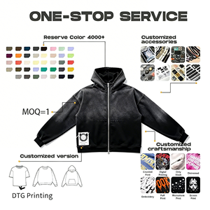 Felpa con cappuccio con cerniera personalizzata 400gsm Vintage oversize con cappuccio in bianco per uomo Streetwear produttore all'ingrosso - Product Image 4