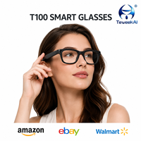 Lunettes Intelligentes T100 avec Caméra 8MP, Logiciel de Capture Audio, Stabilisation, Contrôle par Pavé Tactile, Double Haut-Parleur, Vente en Gros pour l'Extérieur