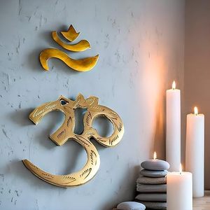 PARIJAT HANDICRAFT 4 PULGADAS Latón Om Símbolo Arte de la pared Sala de meditación sagrada Decoración de yoga Decoración hecha a mano para el hogar - Product Image 4