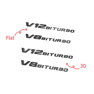 Emblema Auto 3D in ABS V8 V12 Biturbo Adesivo per Parafango per C63S E63 CLS63 Cromato Nero per <span class=keywords><strong>Mercedes</strong></span> <span class=keywords><strong>Benz</strong></span> - Product Image 1