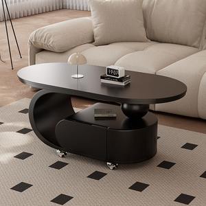 Table basse ovale mobile en dalles de pierre de luxe de style italien, ensemble gigogne, nouveau design pour salon compact, tables d'appoint de canapé - Product Image 2