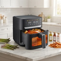 Nouvelle friteuse à air mat 5L 1200W avec écran tactile LED, 8 programmes prédéfinis, tube chauffant 304, 80-200 ℃   Friteuse à air ETL CE CB