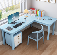Bureau d'angle en bois massif en forme de L avec tiroirs, table d'ordinateur de bureau avec armoire latérale réversible pour bureau à domicile