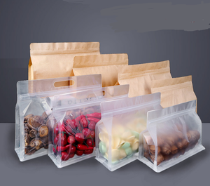 Sacs en plastique transparents à fond plat avec fermeture éclair, de qualité alimentaire, personnalisables - Product Image 4