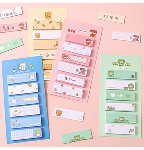กระดาษโน้ตสี่เหลี่ยมลายการ์ตูน สำหรับนักเรียน ใช้ได้หลากหลาย ใช้เป็นปากกาเน้นข้อความ ป้ายจัดหมวดหมู่ สติ๊กเกอร์สำหรับสำนักงาน กระดาษโน้ตข้อความ - Product Image 1