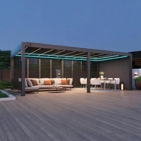Pergola moderne motorisée en aluminium pour l'extérieur, à lames orientables, télécommandée, étanche, résistante à la neige, avec lames réglables, gazebo de luxe pour terrasse