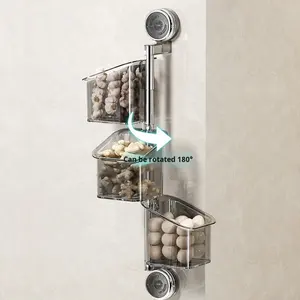 Organizador de Almacenamiento con Ventosas, Sin Perforaciones, Giratorio, para Cebolla, Jengibre, Ajo, Montaje en Pared, para Cocina, Baño, Hogar, Cosméticos - Product Image 2