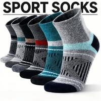 Chaussettes de randonnée et de course en laine mérinos, compression, soutien, coussin épais, chaussettes invisibles pour hommes et femmes