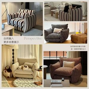Single <b>Sofa</b> Retro Light Luxury Stripe Design 44Cm Seat Height Comfortable <b>Living</b> <b>Room</b> Chair - Product Image 3