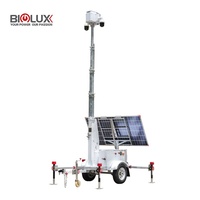 BIGLUX HiSITE Remorque de Surveillance Solaire Mobile CCTV avec Moniteur IA, Mât de 7m, Batterie Lithium 7168Wh, Étanchéité IP65, pour Événements Temporaires