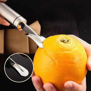 Pelador manual de naranjas y pomelos de acero inoxidable multifunción, abridor de frutas, cuchillo para pelar verduras, cortador manual, 1 unidad - Product Image 2