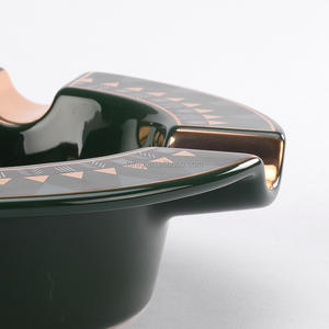 Cenicero de cigarro de cerámica de porcelana con ranura de lámina de oro de lujo de forma redonda con diseño de logotipo personalizado y caja de regalo - Product Image 2